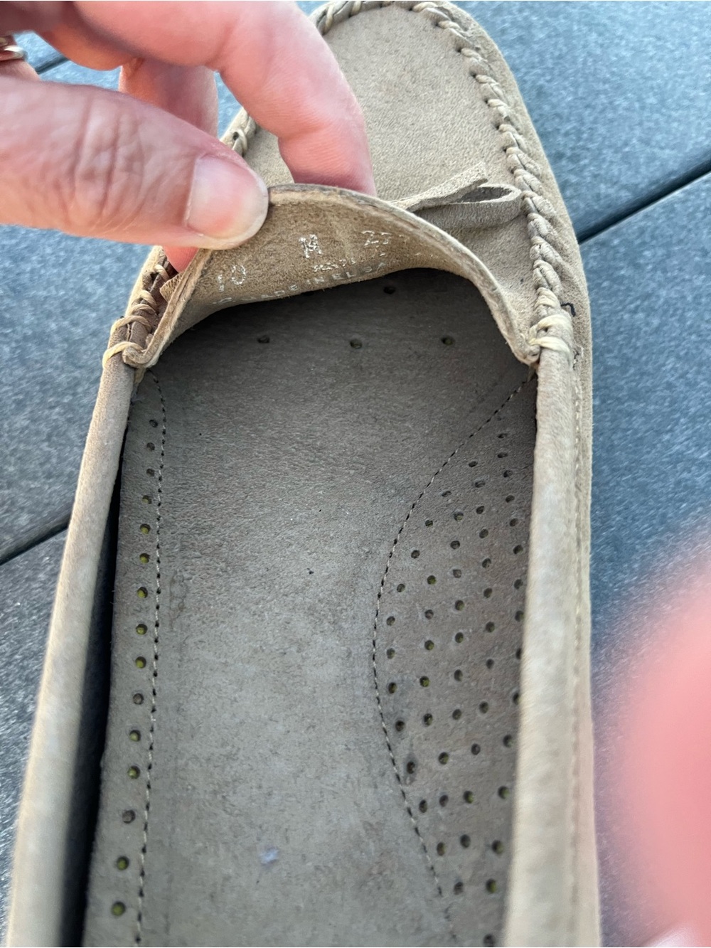 L.L. Bean Women's Taupe Suede Slip-On Moccasins with Bow